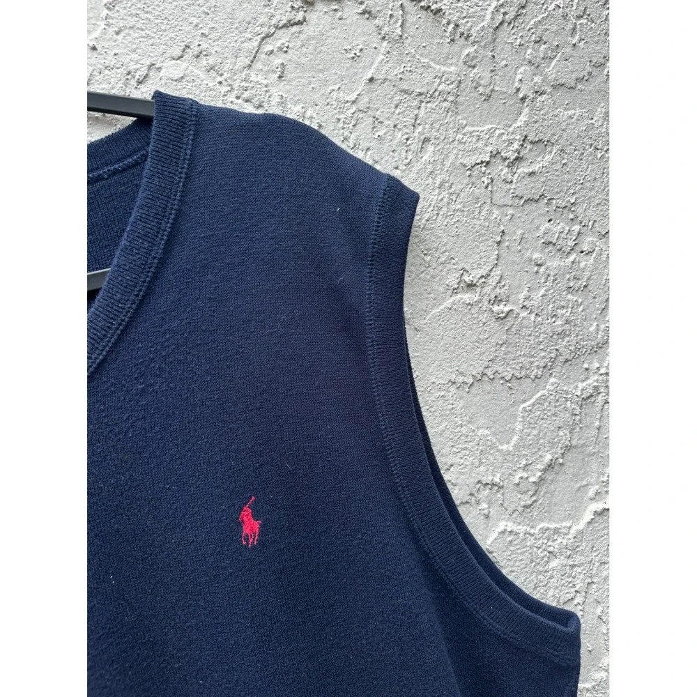 Vintage Polo Ralph Lauren Cotton V-Neck Sweater Vest Men Large Preppy Old Money